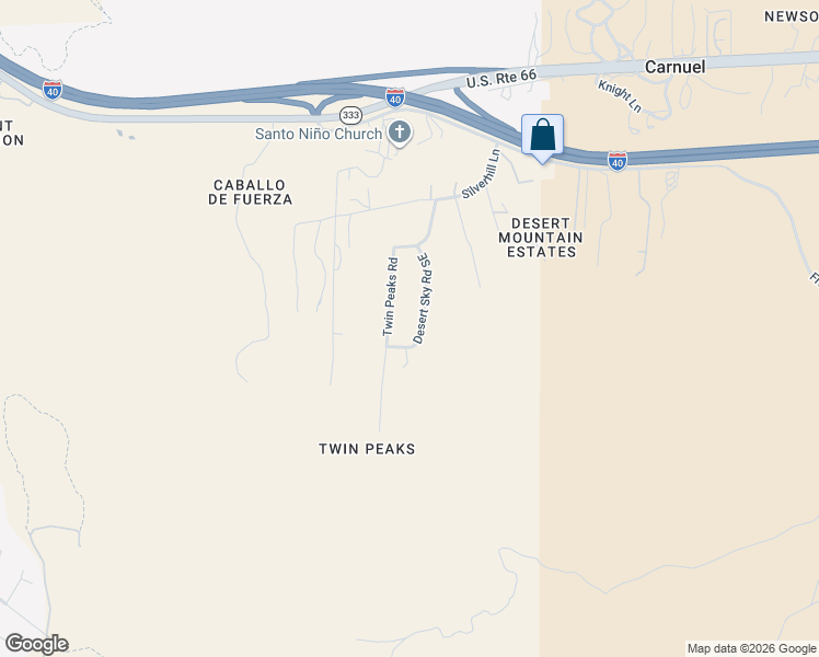 map of restaurants, bars, coffee shops, grocery stores, and more near 43 Desert Sky Road Southeast in Albuquerque