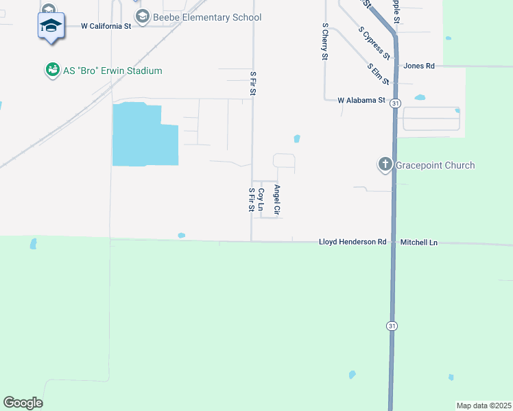 map of restaurants, bars, coffee shops, grocery stores, and more near 111 Coy Lane in Beebe