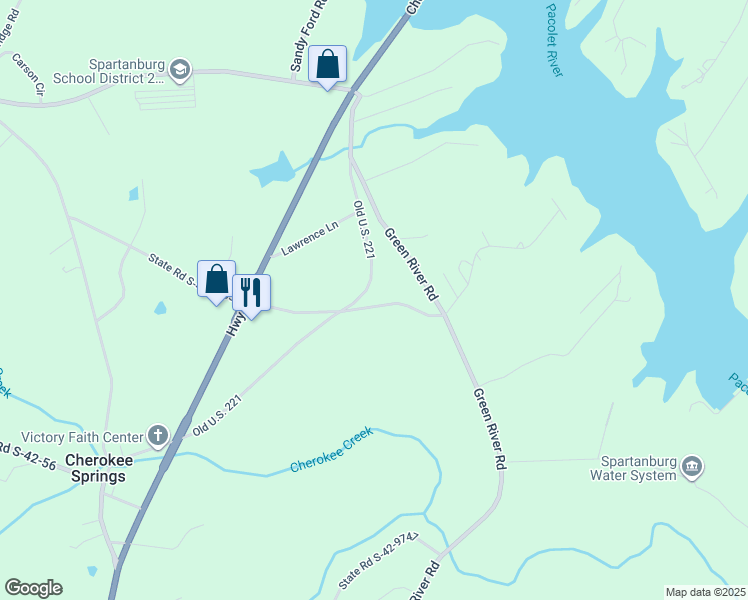 map of restaurants, bars, coffee shops, grocery stores, and more near 422 Ware Road in Chesnee