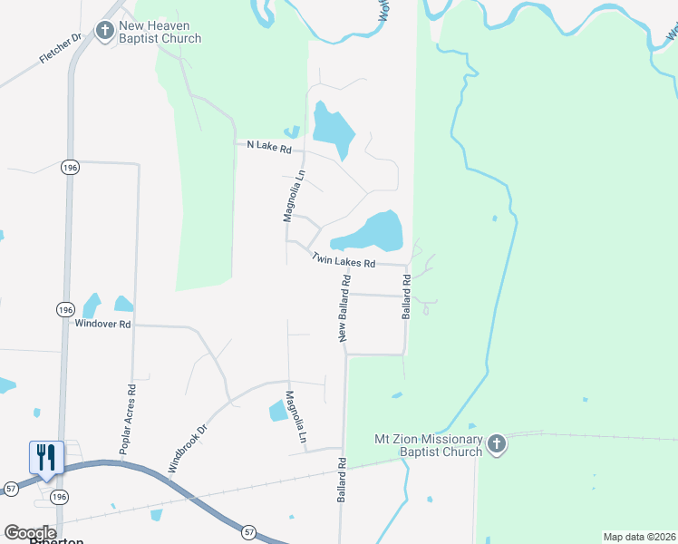 map of restaurants, bars, coffee shops, grocery stores, and more near 195 Ballard Road in Collierville