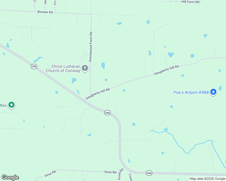 map of restaurants, bars, coffee shops, grocery stores, and more near 301 Arkansas 286 in Conway