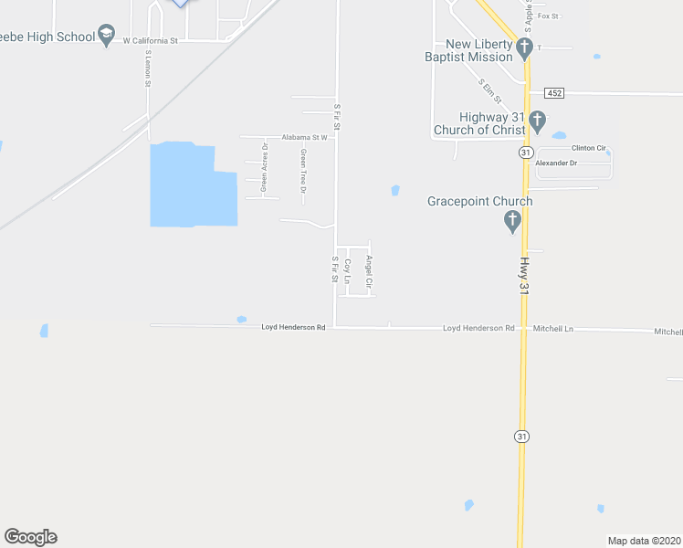 map of restaurants, bars, coffee shops, grocery stores, and more near 109 Coy Lane in Beebe