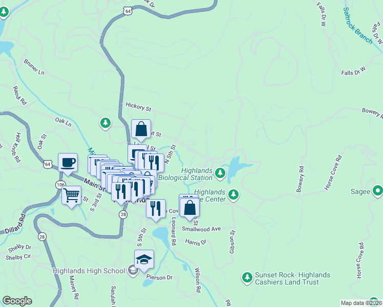 map of restaurants, bars, coffee shops, grocery stores, and more near 674 Chestnut Street in Highlands