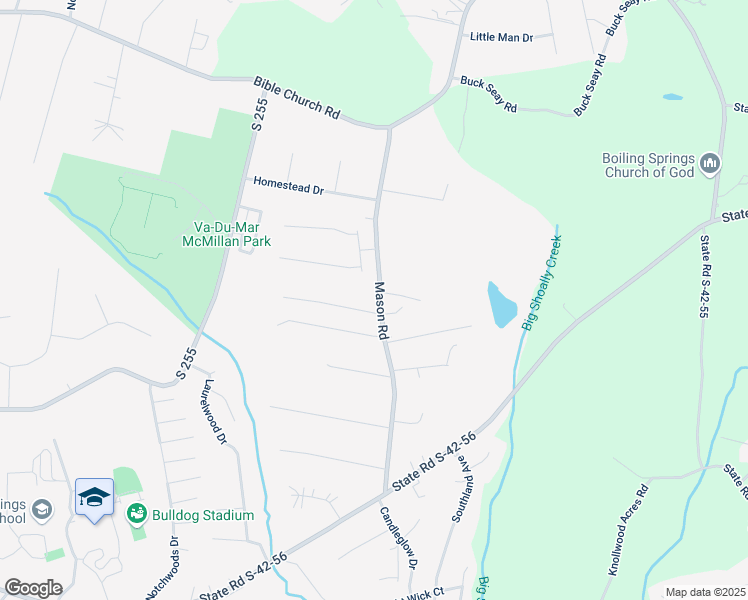 map of restaurants, bars, coffee shops, grocery stores, and more near 100 Springside Drive in Boiling Springs