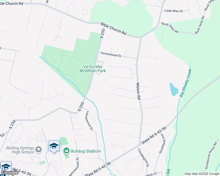 map of restaurants, bars, coffee shops, grocery stores, and more near 140 Springside Drive in Boiling Springs