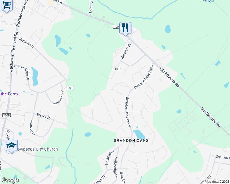 map of restaurants, bars, coffee shops, grocery stores, and more near 759 Bradberry Lane in Indian Trail
