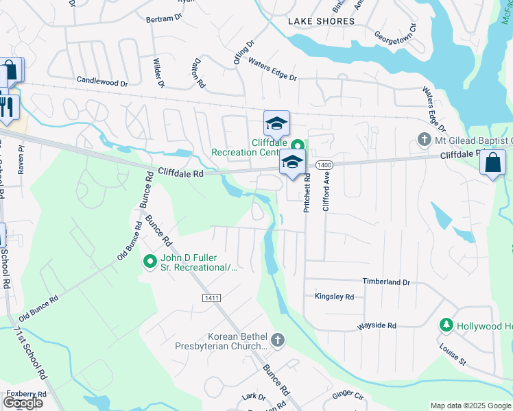 map of restaurants, bars, coffee shops, grocery stores, and more near 969 Bassman Lane in Fayetteville