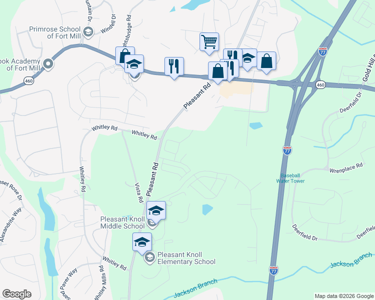 map of restaurants, bars, coffee shops, grocery stores, and more near 1196 Avent Drive in Fort Mill