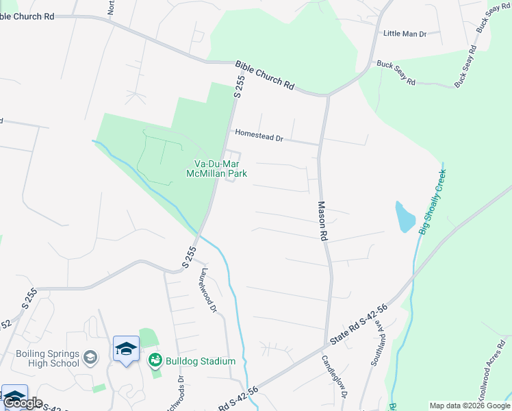 map of restaurants, bars, coffee shops, grocery stores, and more near 140 Springside Drive in Boiling Springs