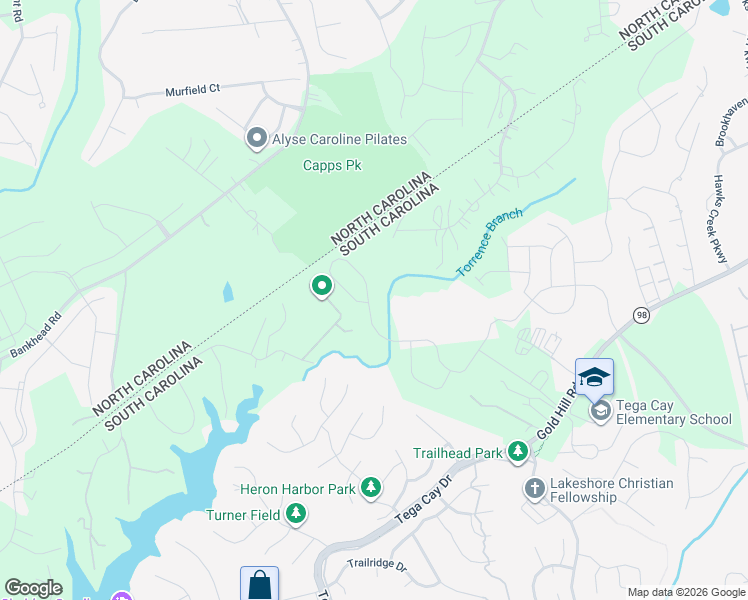 map of restaurants, bars, coffee shops, grocery stores, and more near 1903 Southridge Lane in Fort Mill
