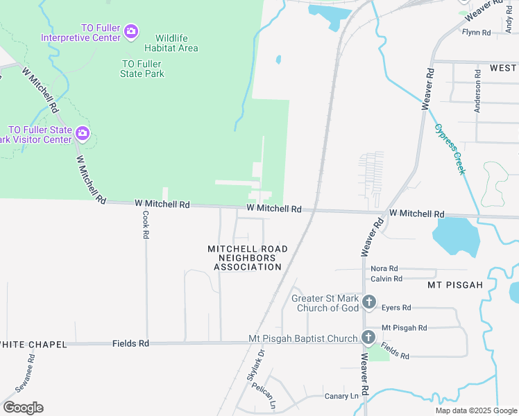 map of restaurants, bars, coffee shops, grocery stores, and more near West Mitchell Road in Memphis