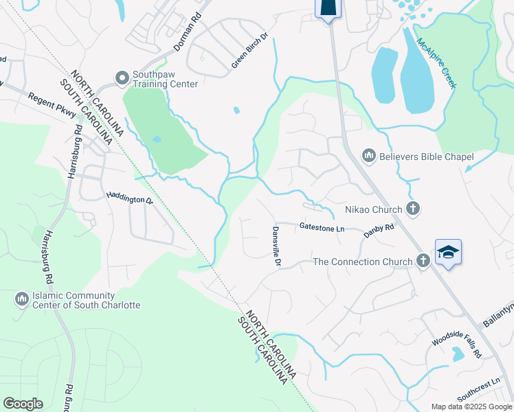 map of restaurants, bars, coffee shops, grocery stores, and more near 13518 Dansville Drive in Pineville