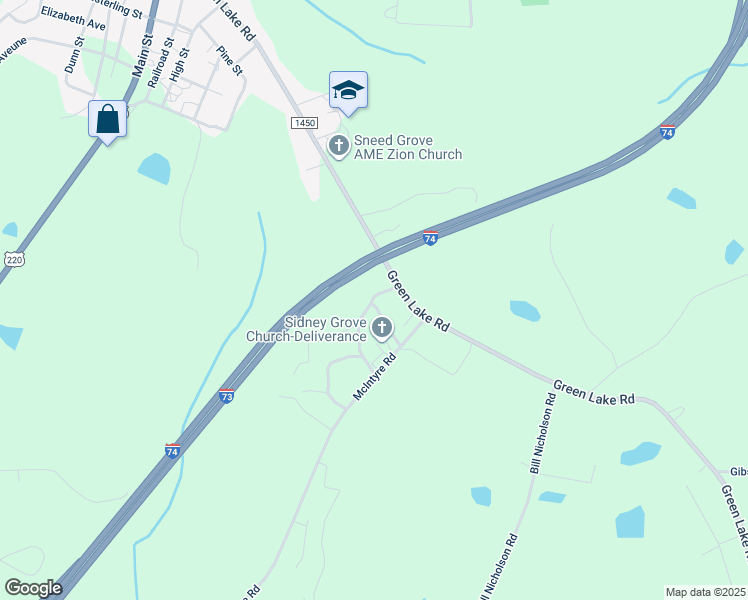 map of restaurants, bars, coffee shops, grocery stores, and more near 111 Jasper Nicholson Rd in Ellerbe