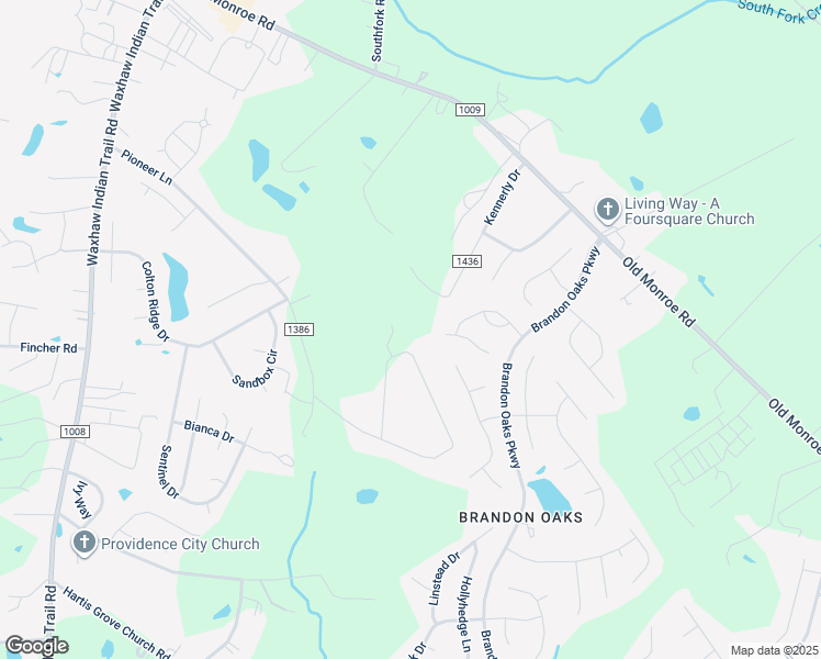 map of restaurants, bars, coffee shops, grocery stores, and more near Frontier Circle in Indian Trail