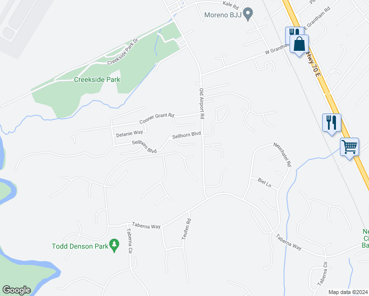 map of restaurants, bars, coffee shops, grocery stores, and more near 110 Inge Court in New Bern