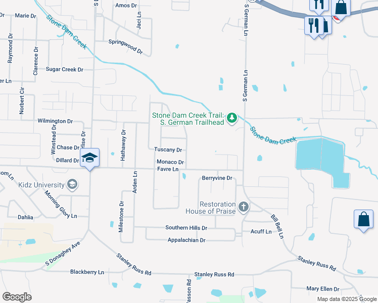 map of restaurants, bars, coffee shops, grocery stores, and more near 1500 Pyramid Drive in Conway