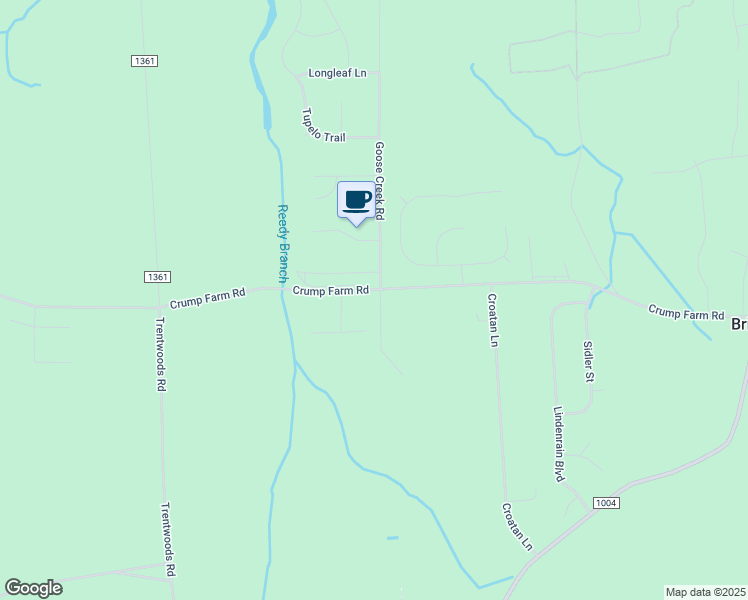 map of restaurants, bars, coffee shops, grocery stores, and more near 675 Crump Farm Road in New Bern