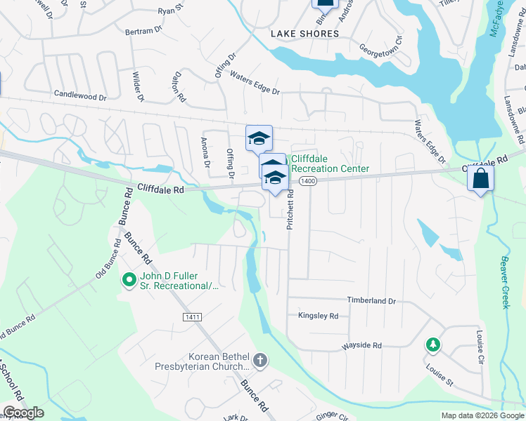 map of restaurants, bars, coffee shops, grocery stores, and more near 905 Fishing Hole Trail in Fayetteville