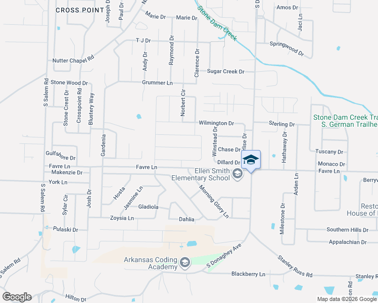 map of restaurants, bars, coffee shops, grocery stores, and more near 2370 Morning Glory Lane in Conway