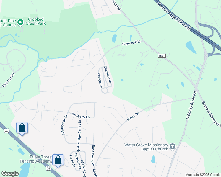 map of restaurants, bars, coffee shops, grocery stores, and more near 3030 Twilight Lane in Monroe