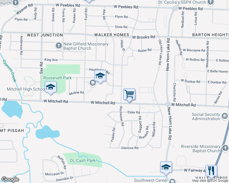 map of restaurants, bars, coffee shops, grocery stores, and more near 3358 Alta Road in Memphis
