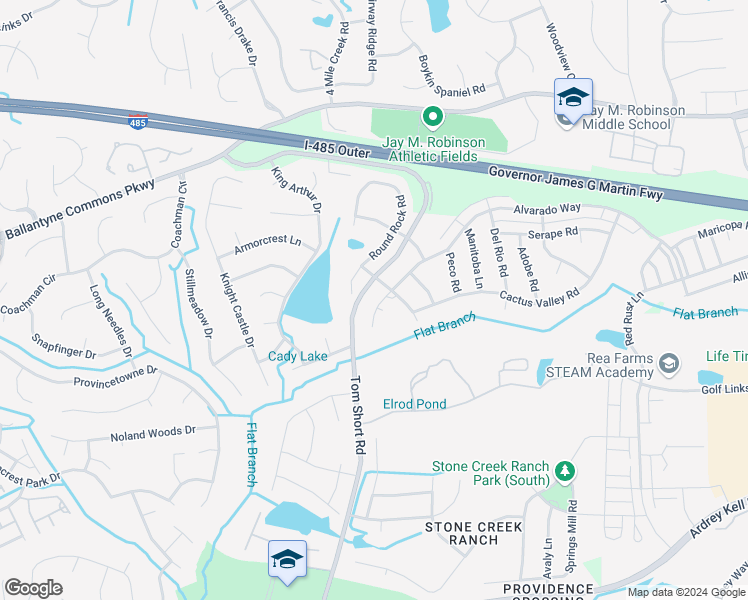 map of restaurants, bars, coffee shops, grocery stores, and more near 10135 Alvarado Way in Charlotte