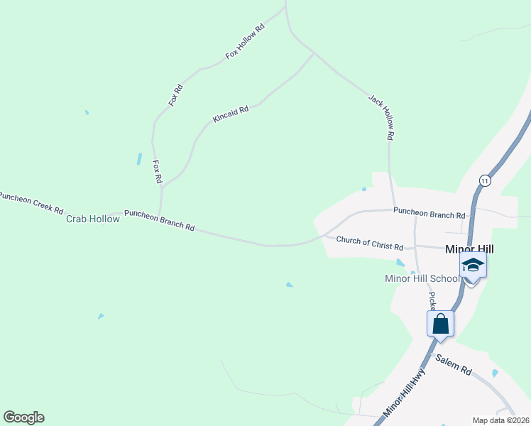map of restaurants, bars, coffee shops, grocery stores, and more near 950 Puncheon Branch Road in Minor Hill