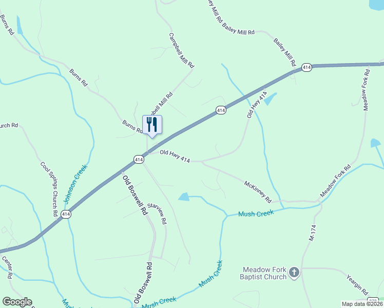 map of restaurants, bars, coffee shops, grocery stores, and more near 69 Old Highway 414 in Travelers Rest