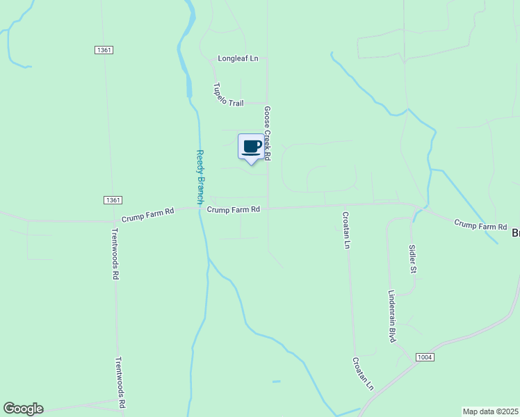 map of restaurants, bars, coffee shops, grocery stores, and more near 675 Crump Farm Road in New Bern