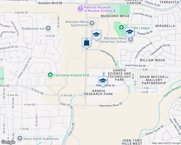 map of restaurants, bars, coffee shops, grocery stores, and more near 1300 Eubank Boulevard Southeast in Albuquerque