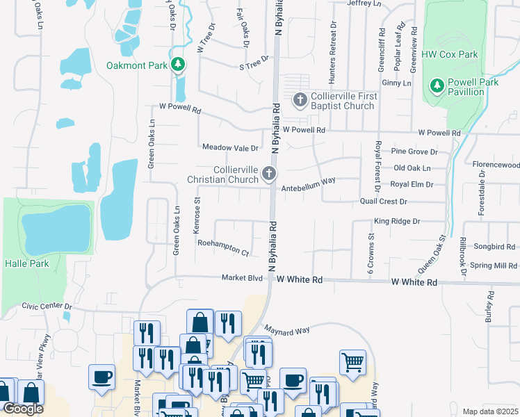 map of restaurants, bars, coffee shops, grocery stores, and more near 680 Glen Allan Cove in Collierville