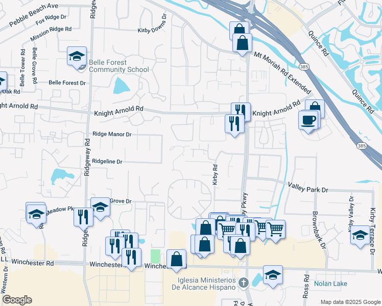 map of restaurants, bars, coffee shops, grocery stores, and more near 6436 Carissa Holly Court in Memphis