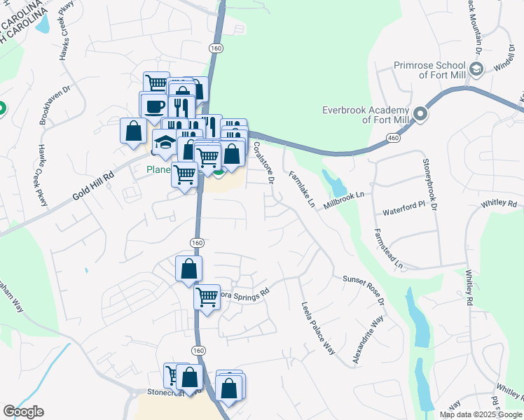 map of restaurants, bars, coffee shops, grocery stores, and more near 1510 Royal Auburn Avenue in Fort Mill
