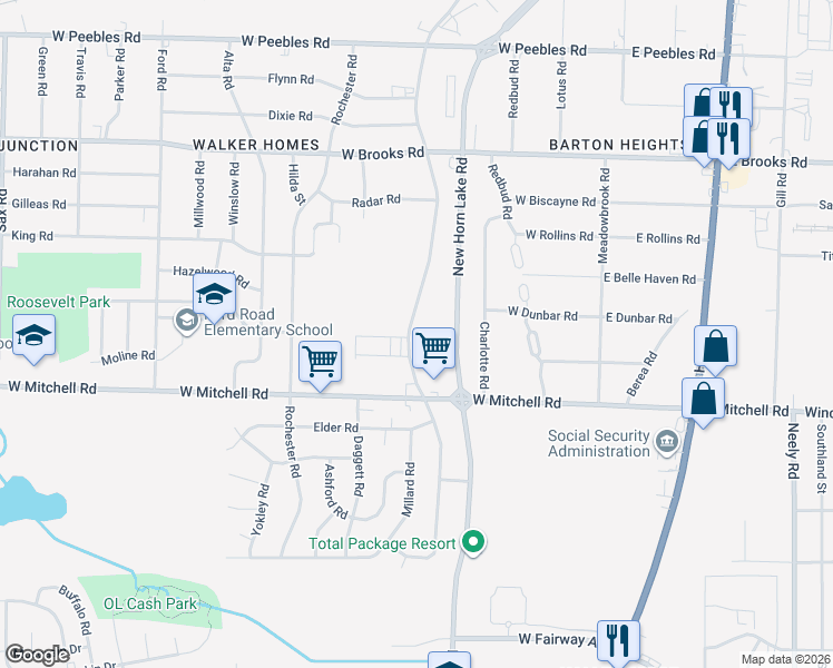 map of restaurants, bars, coffee shops, grocery stores, and more near 3316 Old Horn Lake Road in Lakeland