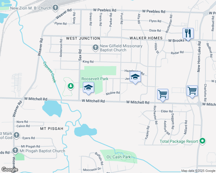 map of restaurants, bars, coffee shops, grocery stores, and more near 3322 Fostoria Road in Memphis