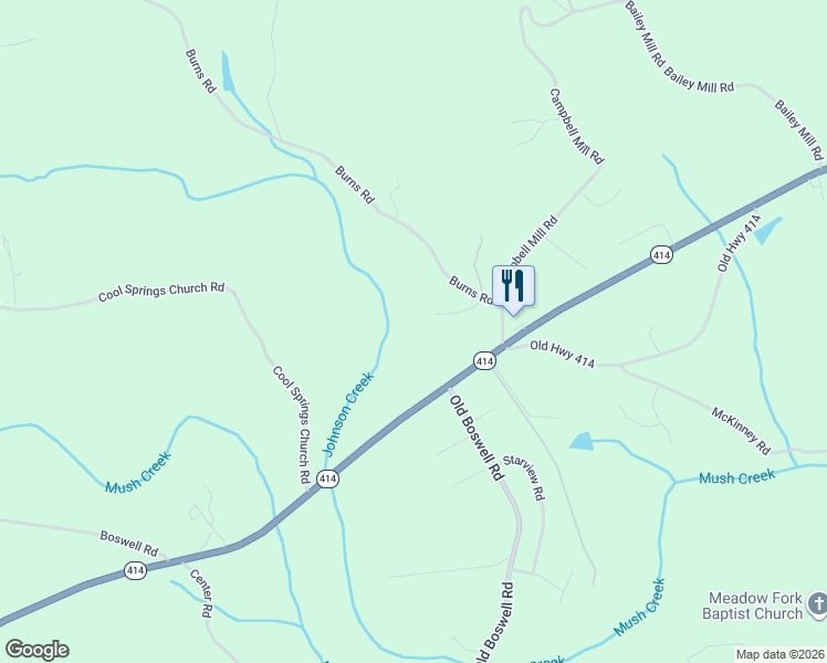 map of restaurants, bars, coffee shops, grocery stores, and more near 34974 Burns Road in Travelers Rest