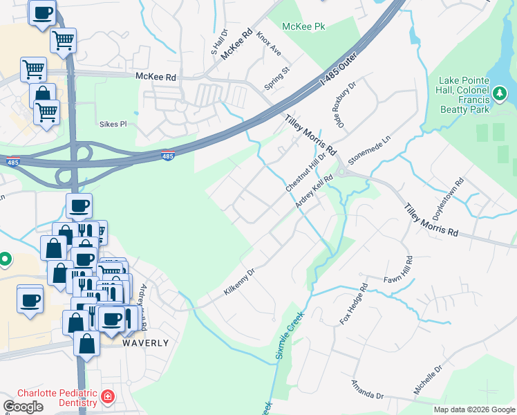 map of restaurants, bars, coffee shops, grocery stores, and more near in Charlotte