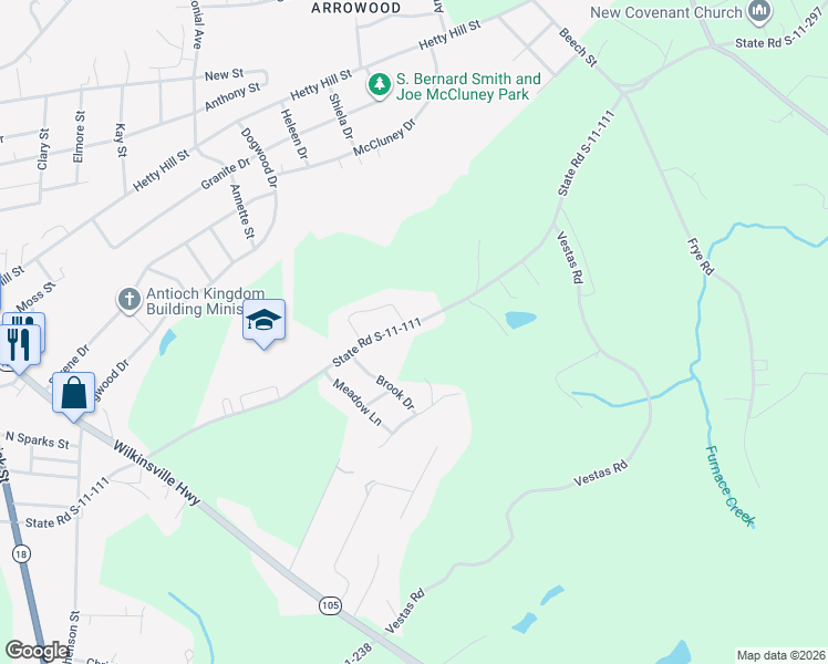 map of restaurants, bars, coffee shops, grocery stores, and more near 434 East Junior High Road in Gaffney