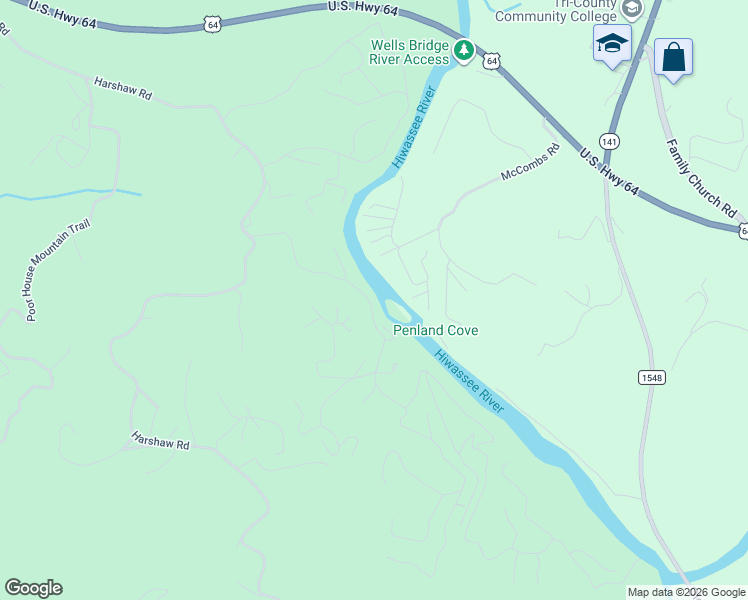 map of restaurants, bars, coffee shops, grocery stores, and more near 373 Underwood Hill Road in Murphy