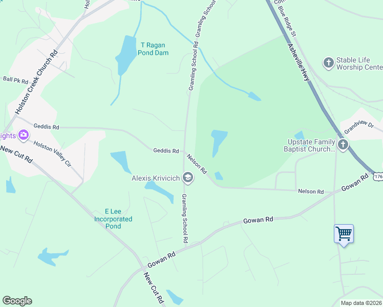 map of restaurants, bars, coffee shops, grocery stores, and more near 480 Nelson Road in Inman