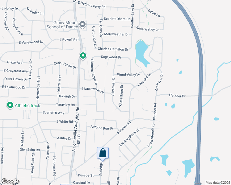 map of restaurants, bars, coffee shops, grocery stores, and more near 656 Silverman Drive in Collierville