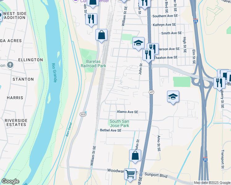 map of restaurants, bars, coffee shops, grocery stores, and more near 209 Romana Avenue Southeast in Albuquerque