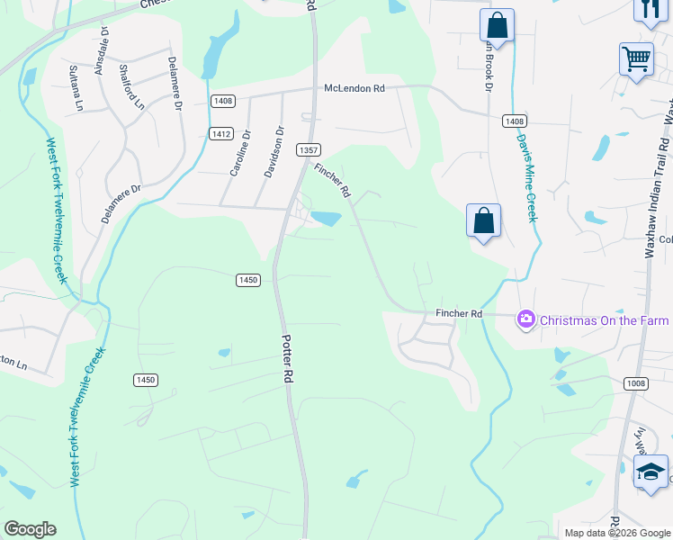 map of restaurants, bars, coffee shops, grocery stores, and more near 849 Carmona Court in Matthews