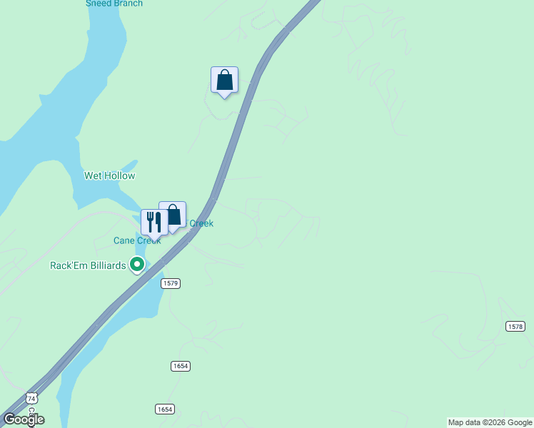 map of restaurants, bars, coffee shops, grocery stores, and more near 36 Jeep Drive in Murphy