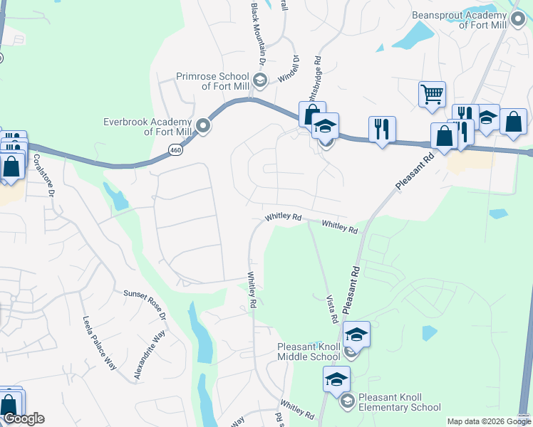 map of restaurants, bars, coffee shops, grocery stores, and more near 2009 Citron Avenue in Fort Mill