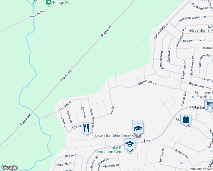 map of restaurants, bars, coffee shops, grocery stores, and more near 828 Our Street in Fayetteville