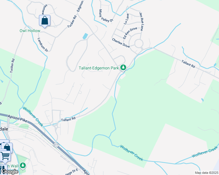 map of restaurants, bars, coffee shops, grocery stores, and more near 5571 Tallant Road in Ooltewah
