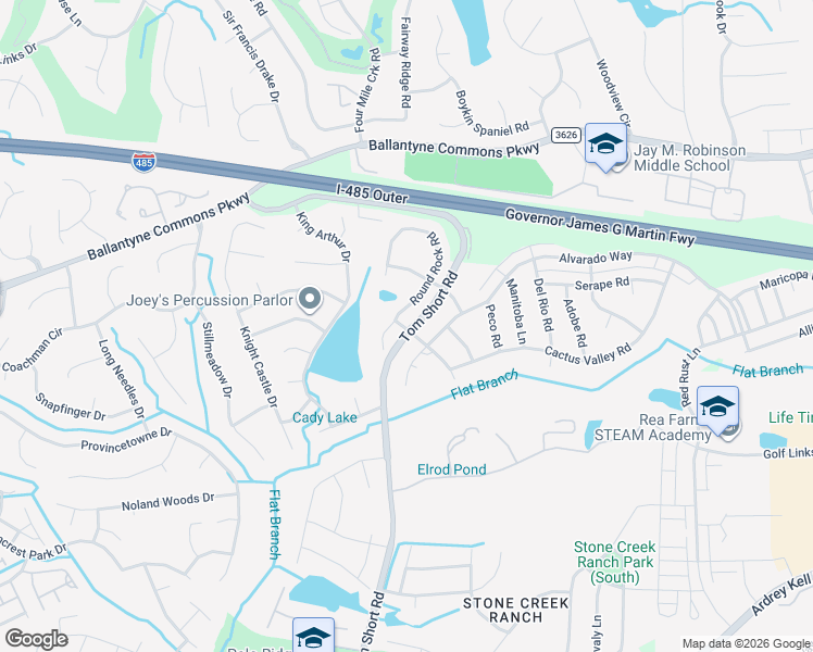 map of restaurants, bars, coffee shops, grocery stores, and more near 5113 Camp Verde Lane in Charlotte