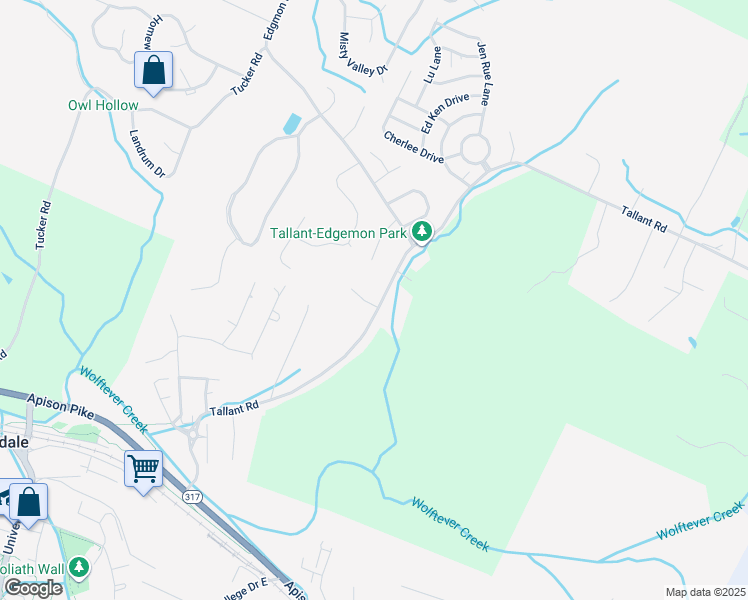 map of restaurants, bars, coffee shops, grocery stores, and more near 5571 Tallant Road in Ooltewah