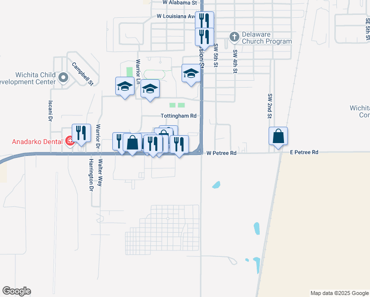 map of restaurants, bars, coffee shops, grocery stores, and more near 701 Oklahoma 9 in Anadarko